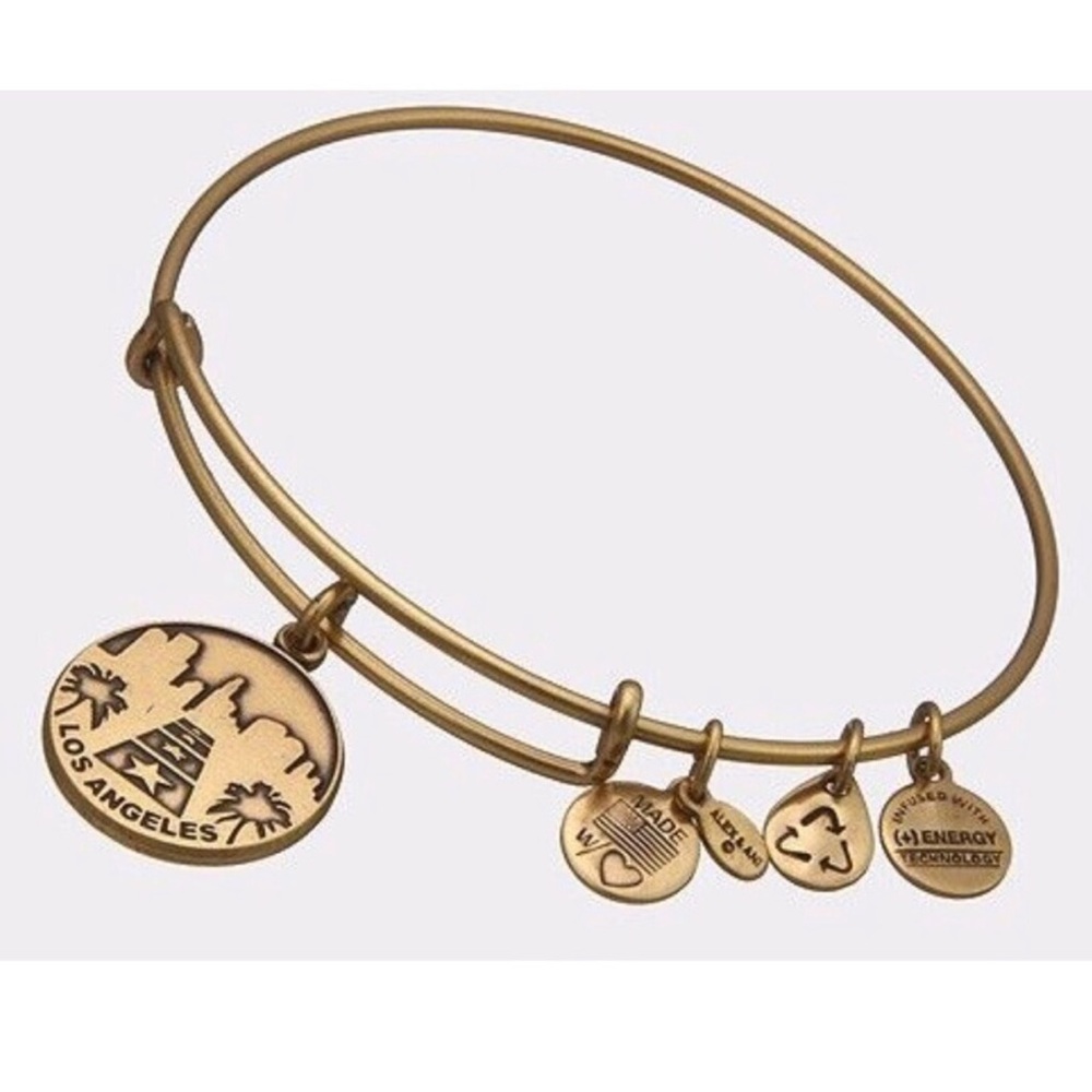 NWT Alex and Ani Gold Los Angeles Bangle Bracelet